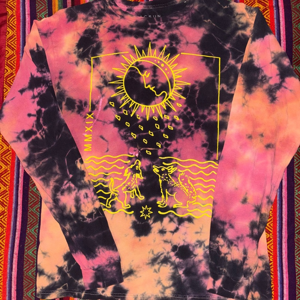 Vintage PacSun long sleeve graphic tie-dye shirt